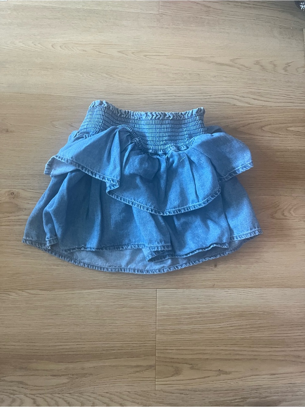 H&M x Eva Chen Light Blue Denim Tiered Ruffle Skirt